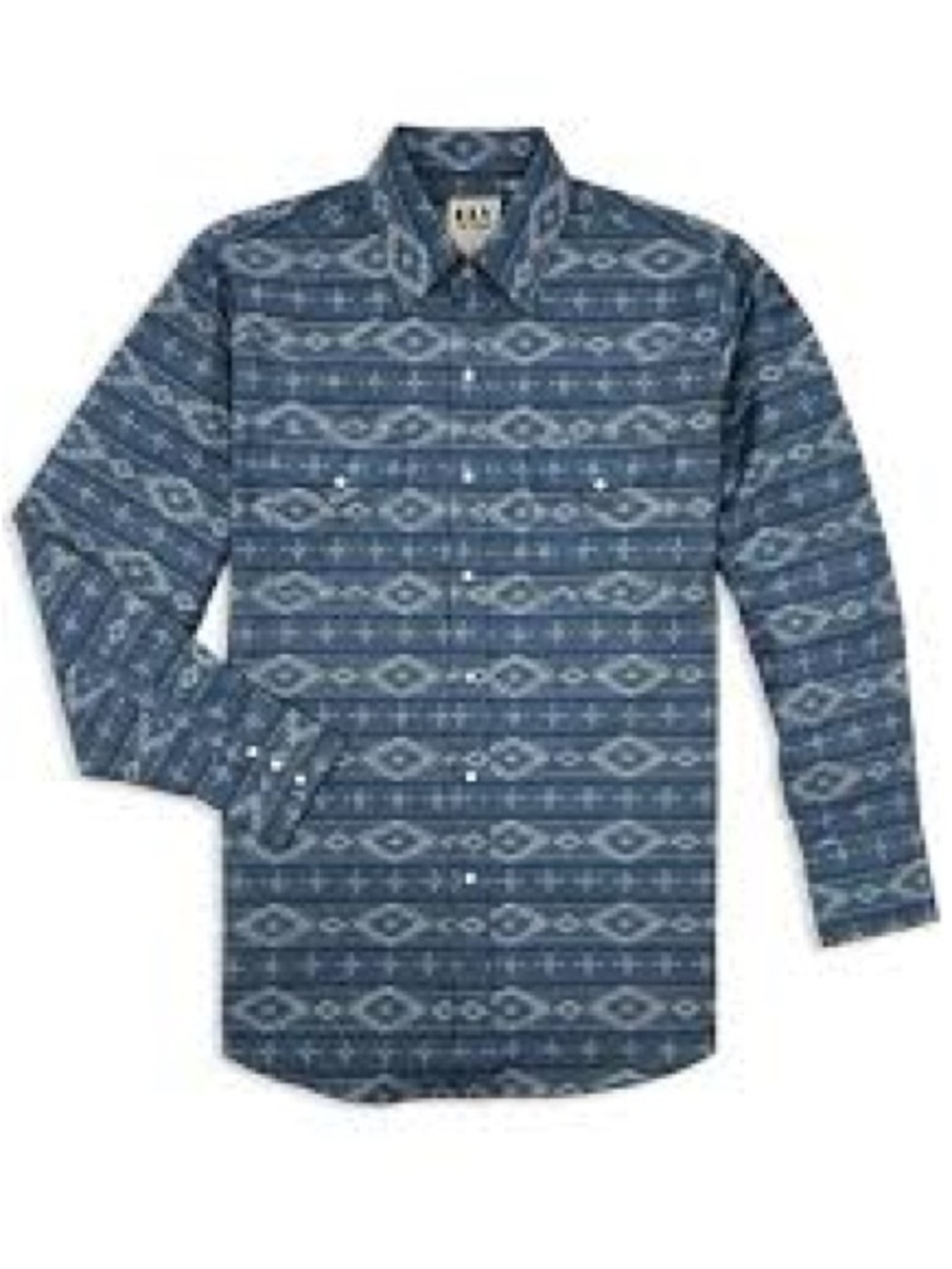 Ely Cattleman Blue Aztec Patterned Snap Down Shirt NWOT Boys Youth Large
